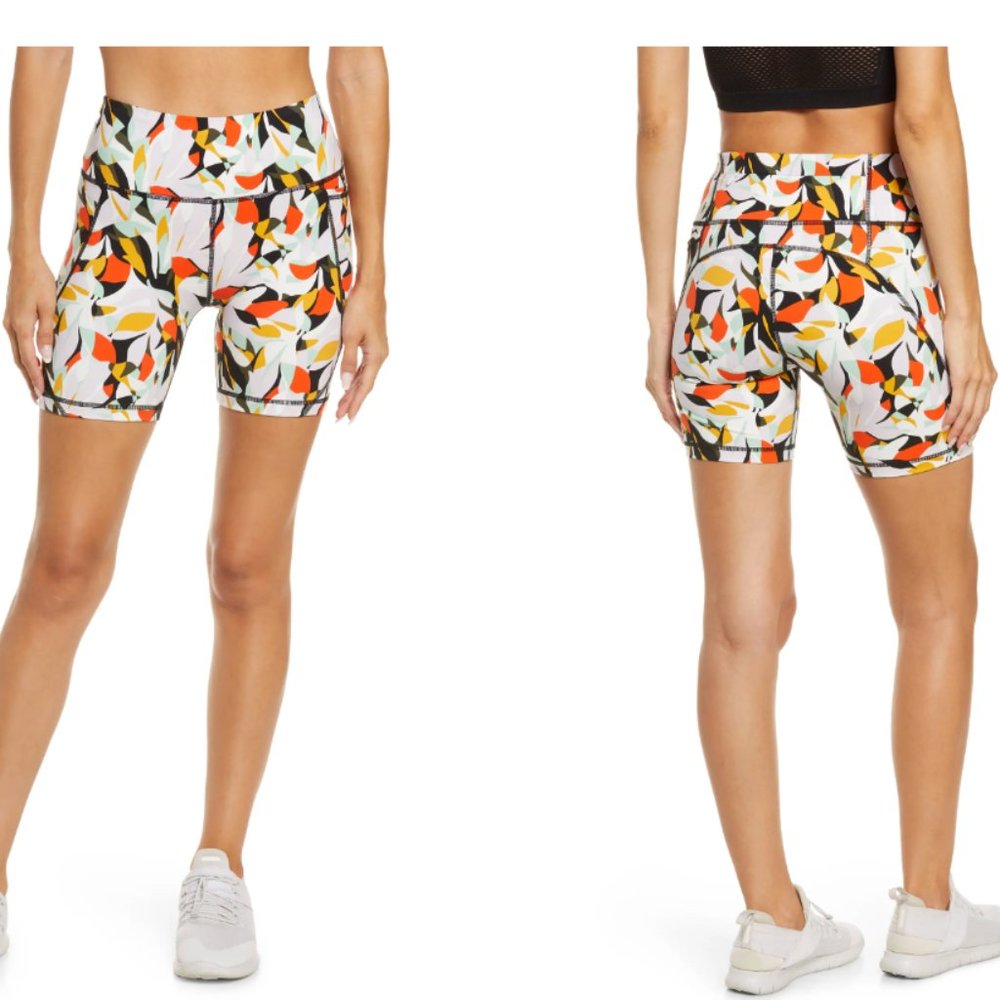 sweaty betty power biker shorts green frond print